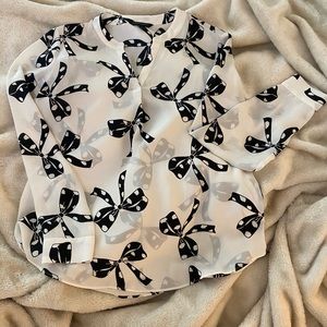 Banana Republic white blouse with bow decal